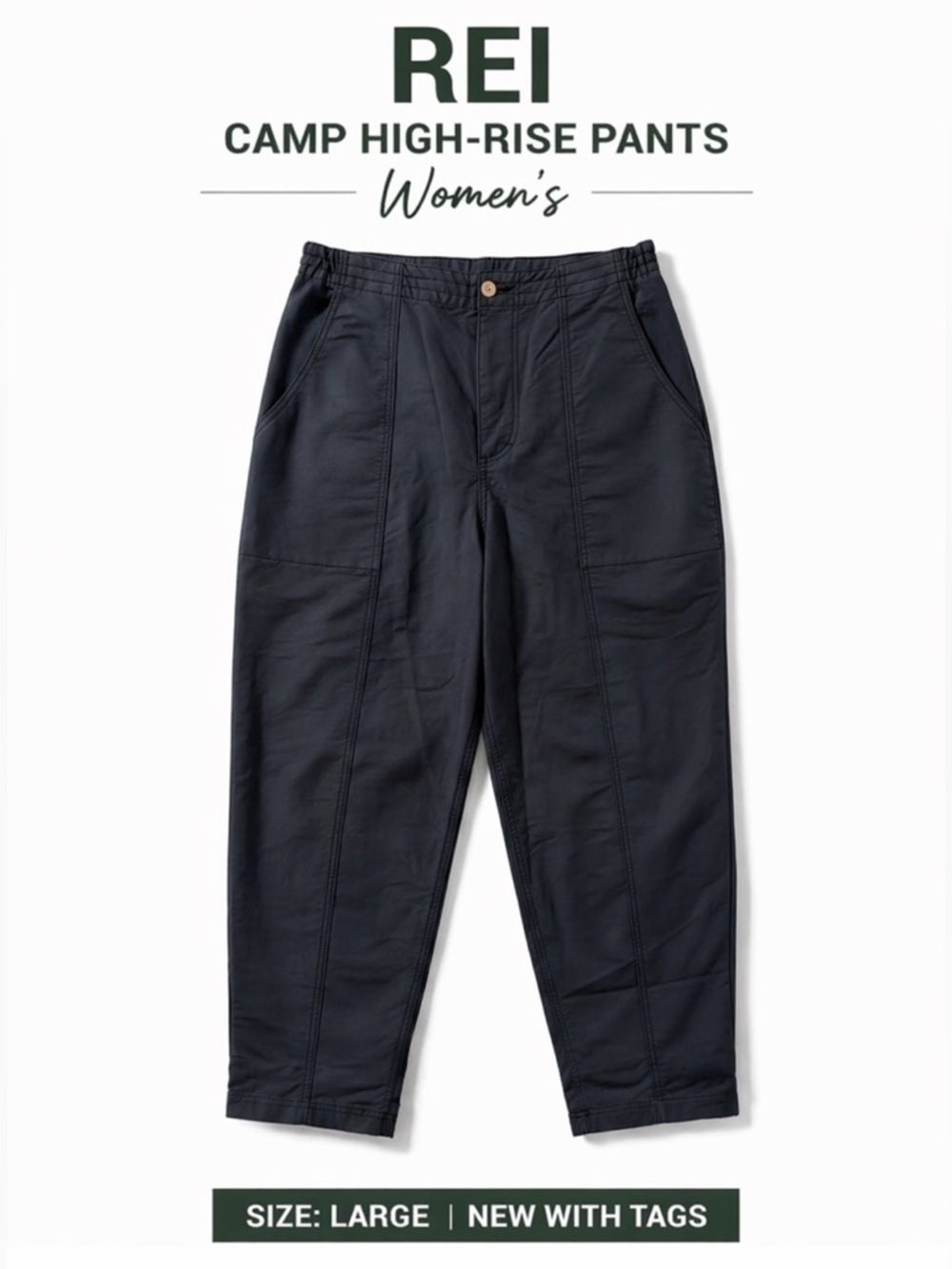REI Campwell Pants Women Large Blue High Rise Hiking Outdoor Utility Casual